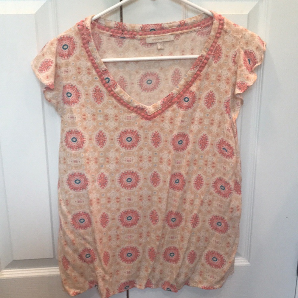 Skies Are Blue with flutter sleeves v neck blouse